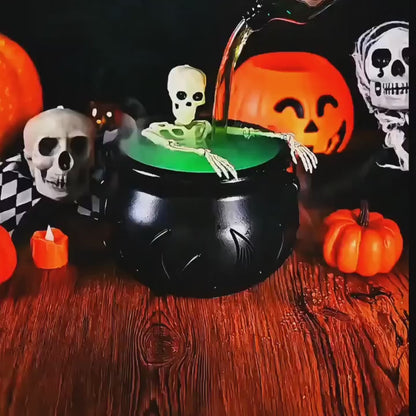 Soaked Skeleton in Cauldron Bath With Pouring Witch’s Potion LED Effect